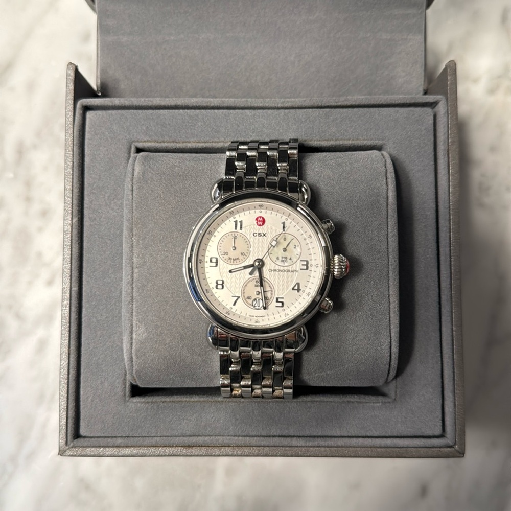 Michele CNX Silver Chronograph Watch - LIKE NEW WITH TAGS